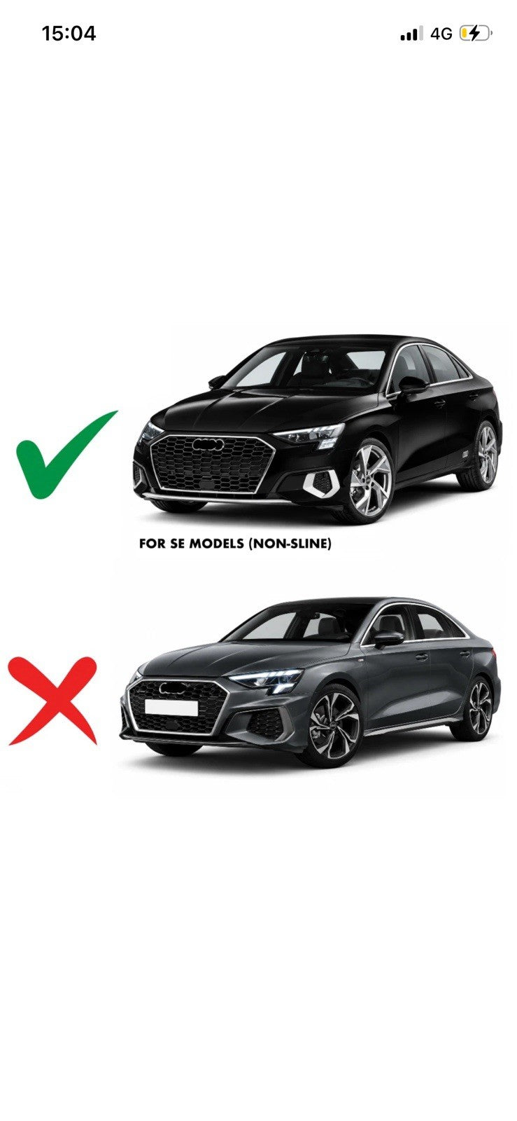 AUDI A3 8Y 2021 - 2024 FRONT BUMPER GRILL BLACK LINE 8Y0853651ERN4 WITH PDC